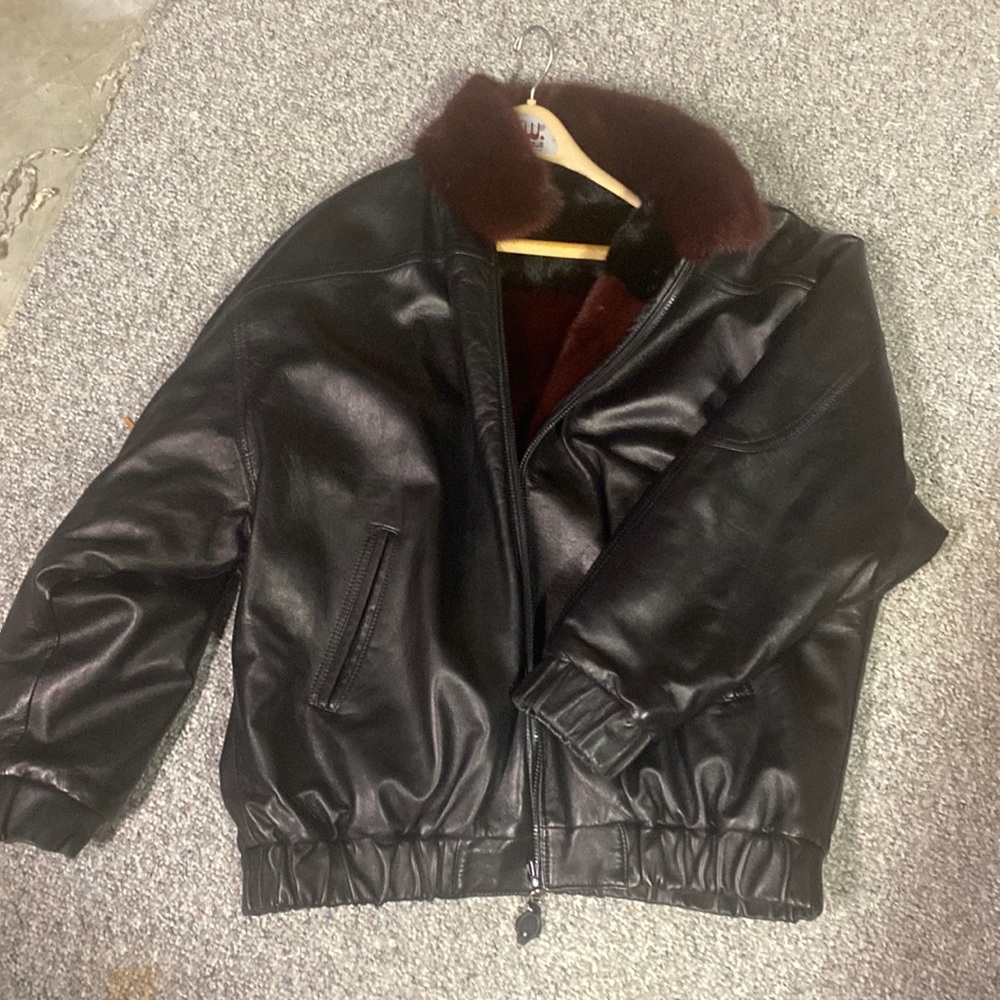 Men’s Reversible Alaskan Fur Lined Leather Bomber Jacket